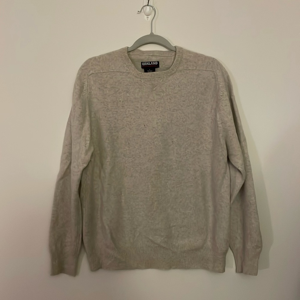 Kirkland Women’s Size large 100% 2 Ply Cashmere Light Gray Pullover Sweater Top